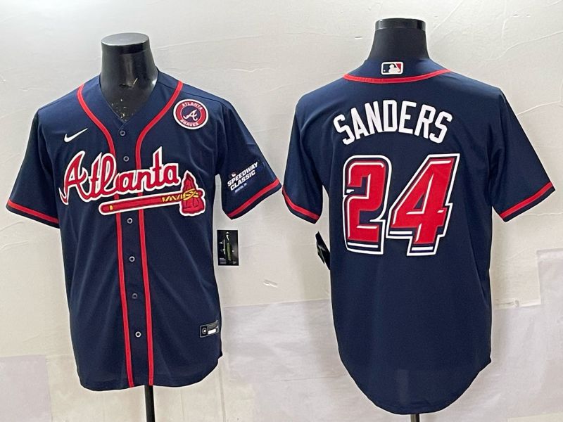 Men Atlanta Braves Nike #24 Sanders Blue 2025 MLB Jersey 03->atlanta braves->MLB Jersey